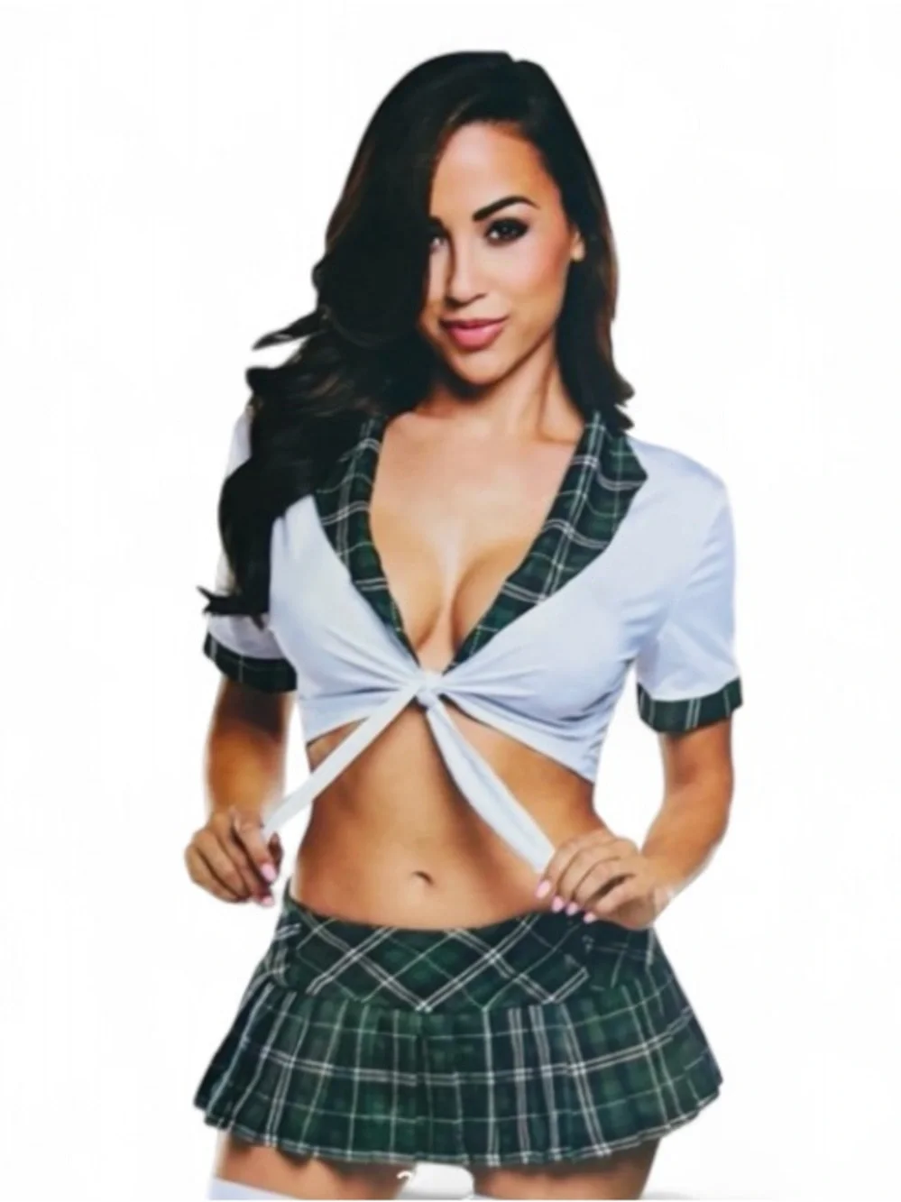 🔥 Plaid School Girl Tie Front Crop Top NWOT